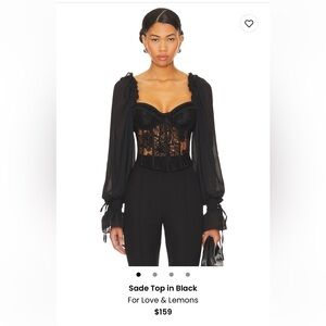 NWT for love & lemons black sade top, size medium, price negotiable
